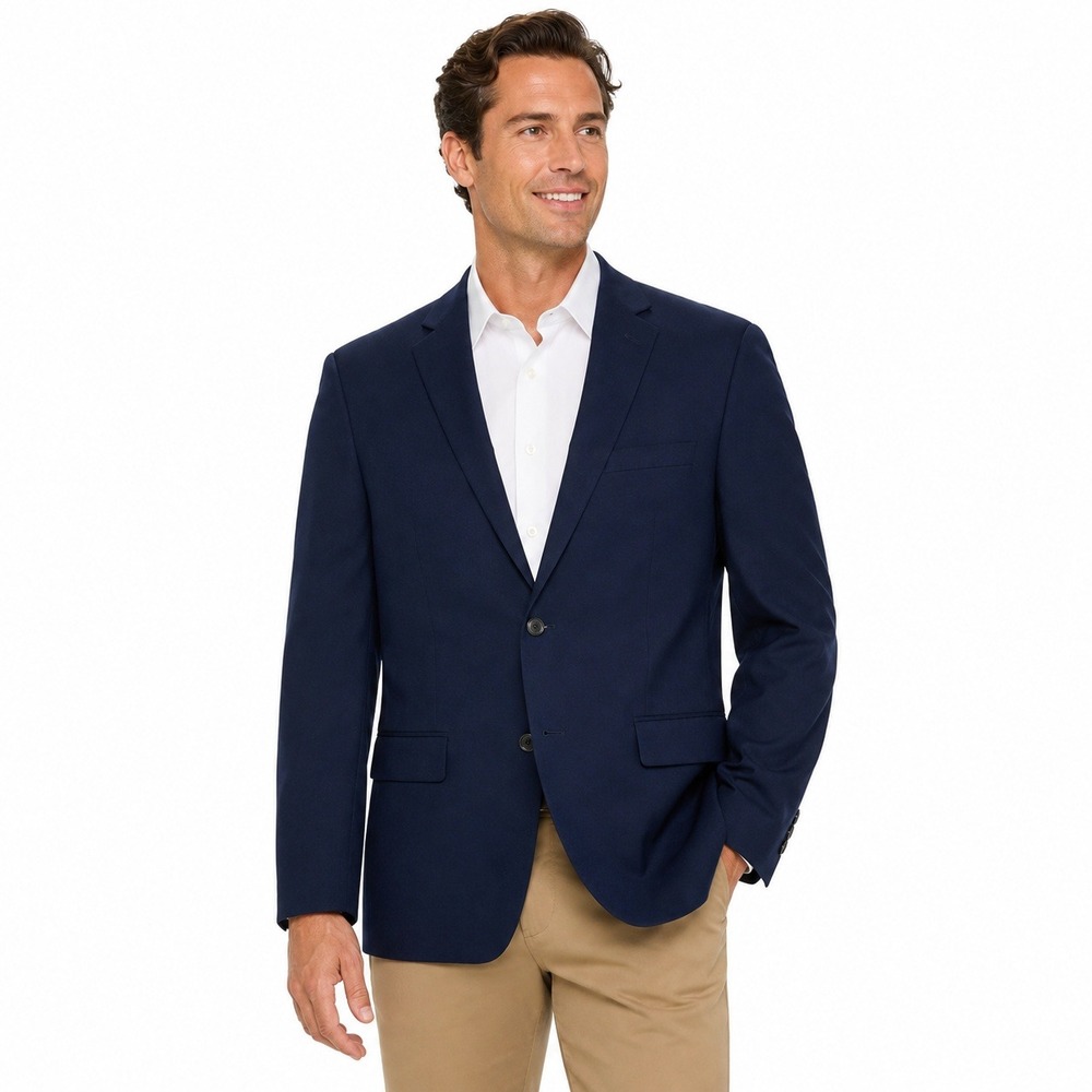 Croft & Barrow Mens Blazer 46R Coat Jacket Blue Herringbone Classic Fit NWOT